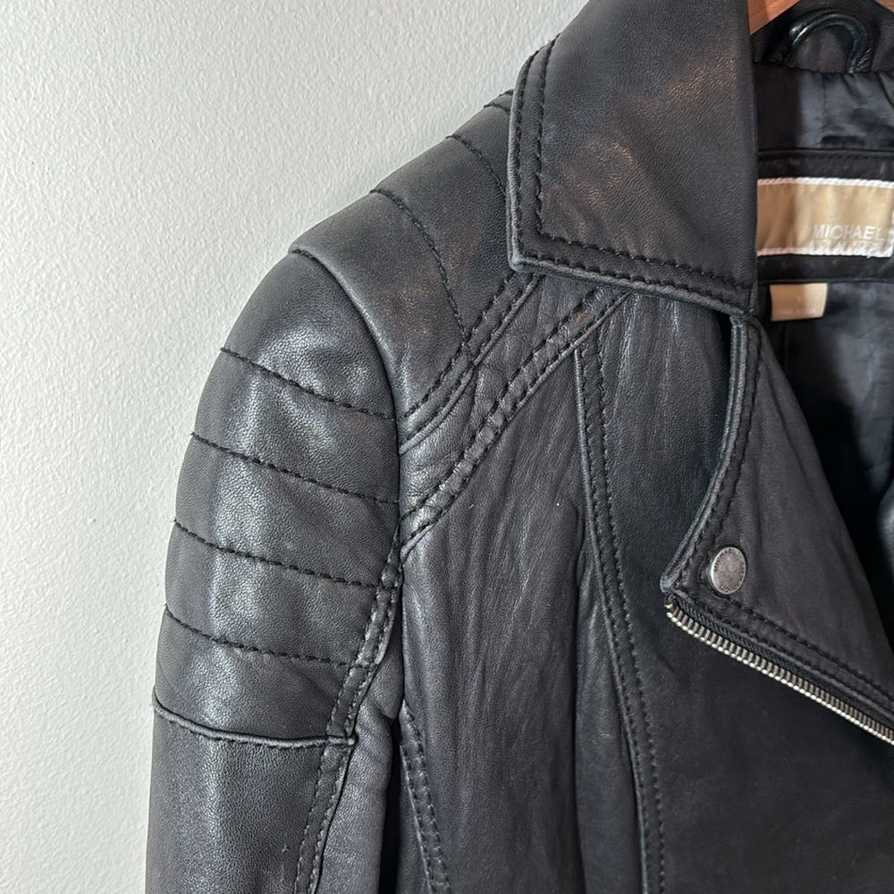 Michae Kors Leather Moto Jacket - Picture 3 of 7